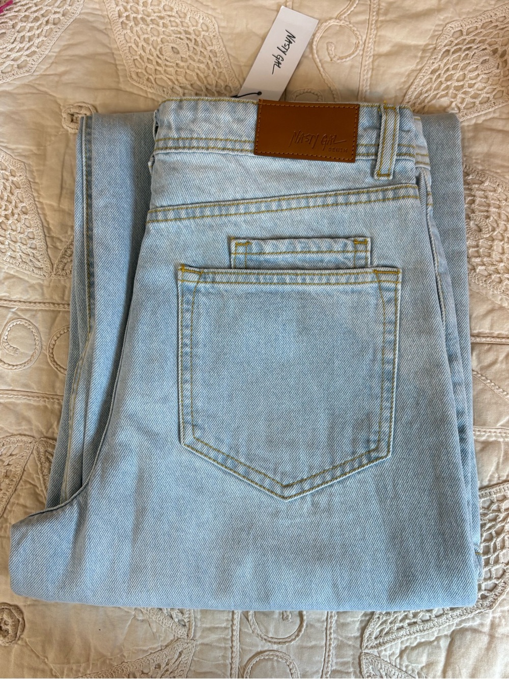 Nasty Gal Pale Blue High Rise Wide Leg Jeans